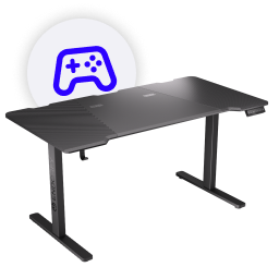 Front left view black desk