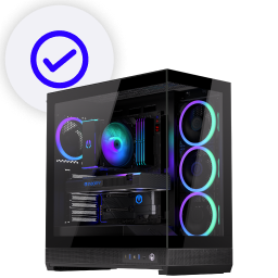 Front left view glass case fans ARGB