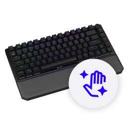 Front view arm rest near the keyboard