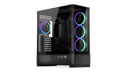 ENDORFY Aquarius 8000 Corona EY2A021-PC Case Front Left View Glass Panel Inside Four Fans ARGB