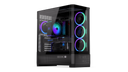 ENDORFY Aquarius 8000 Corona EY2A021 - PC Case Front Left View Glass Side Front Panel Visible Illuminated Fans ARGB Logo Inscription ENDORFY Components