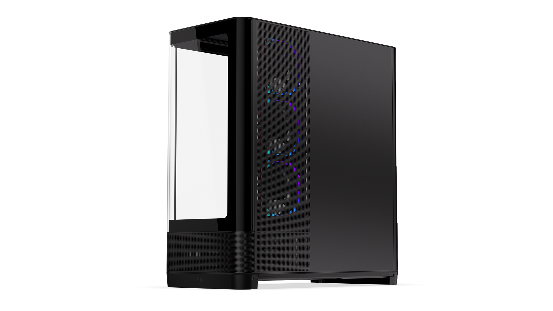 ENDORFY Aquarius 8000 Corona EY2A021-PC Case Front Right View Visible Fans ARGB Behind Panel
