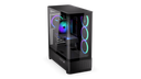ENDORFY Aquarius 8000 Corona EY2A021 -PC Case Front View I/O Panel Interior With Visible Fans Components ARGB
