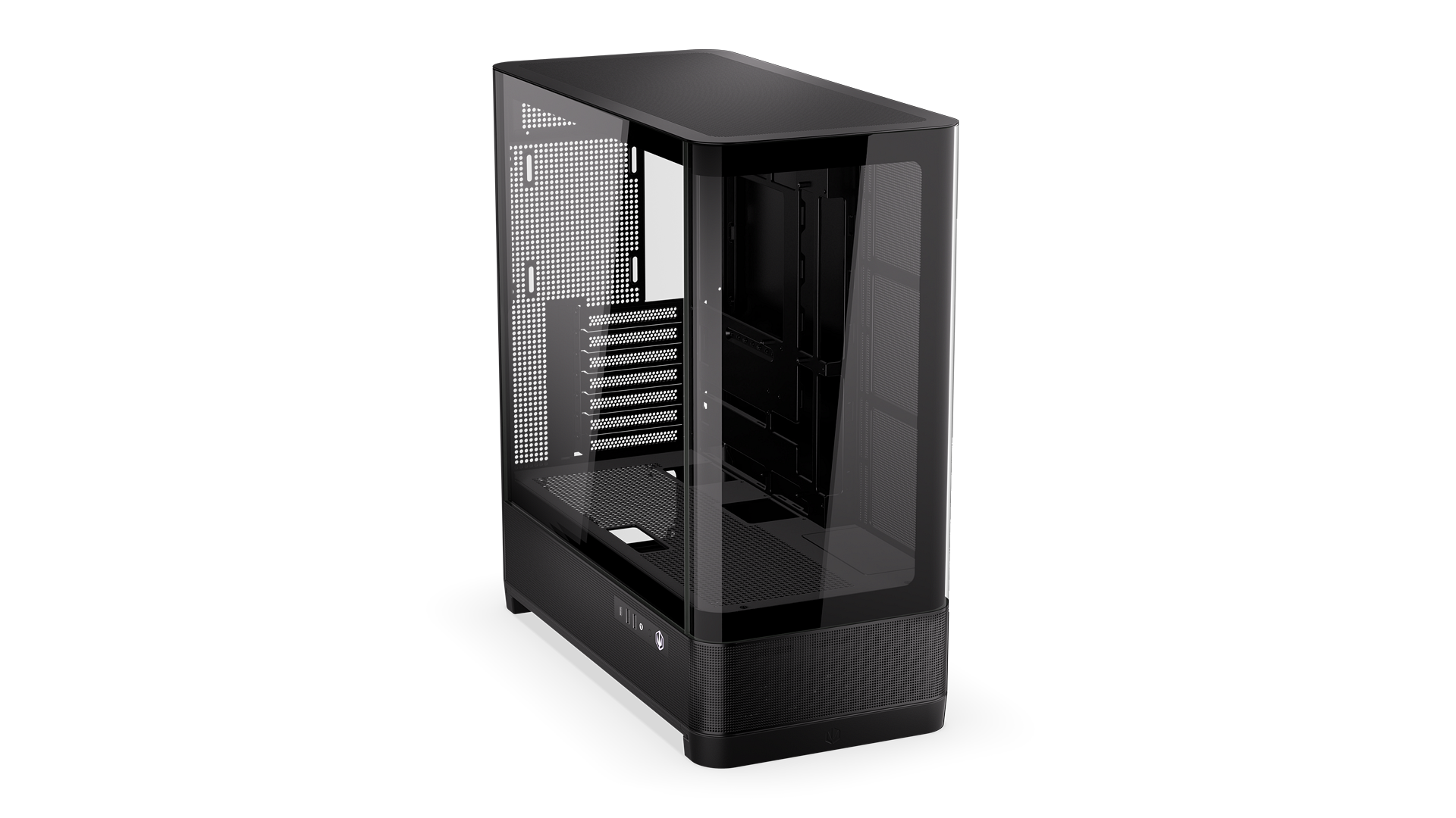 ENDORFY Aquarius 8000 Flex EY2A022-PC Case Top Front Left View Glass Inside Empty Interior