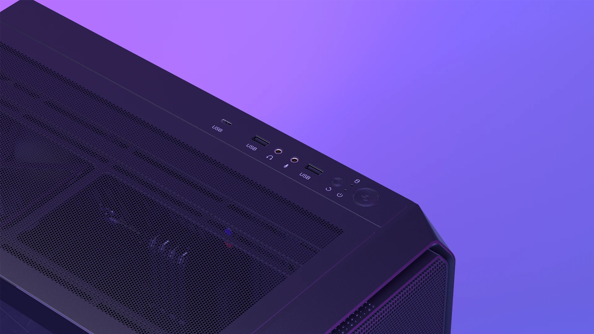 Panel I/O obudowy Arx 500 Air z portem USB-C 3.2 Gen 2 oraz portami USB-A i gniazdami audio