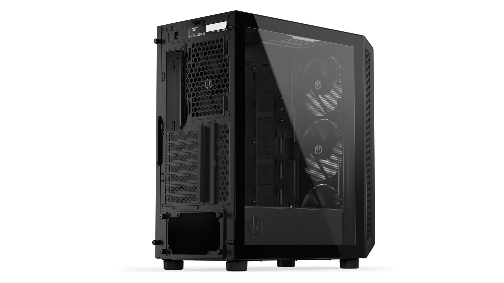 ENDORFY Arx 500 Air EY2A010-PC Case Back Left View Rear Removed Panel Glass Panel Side