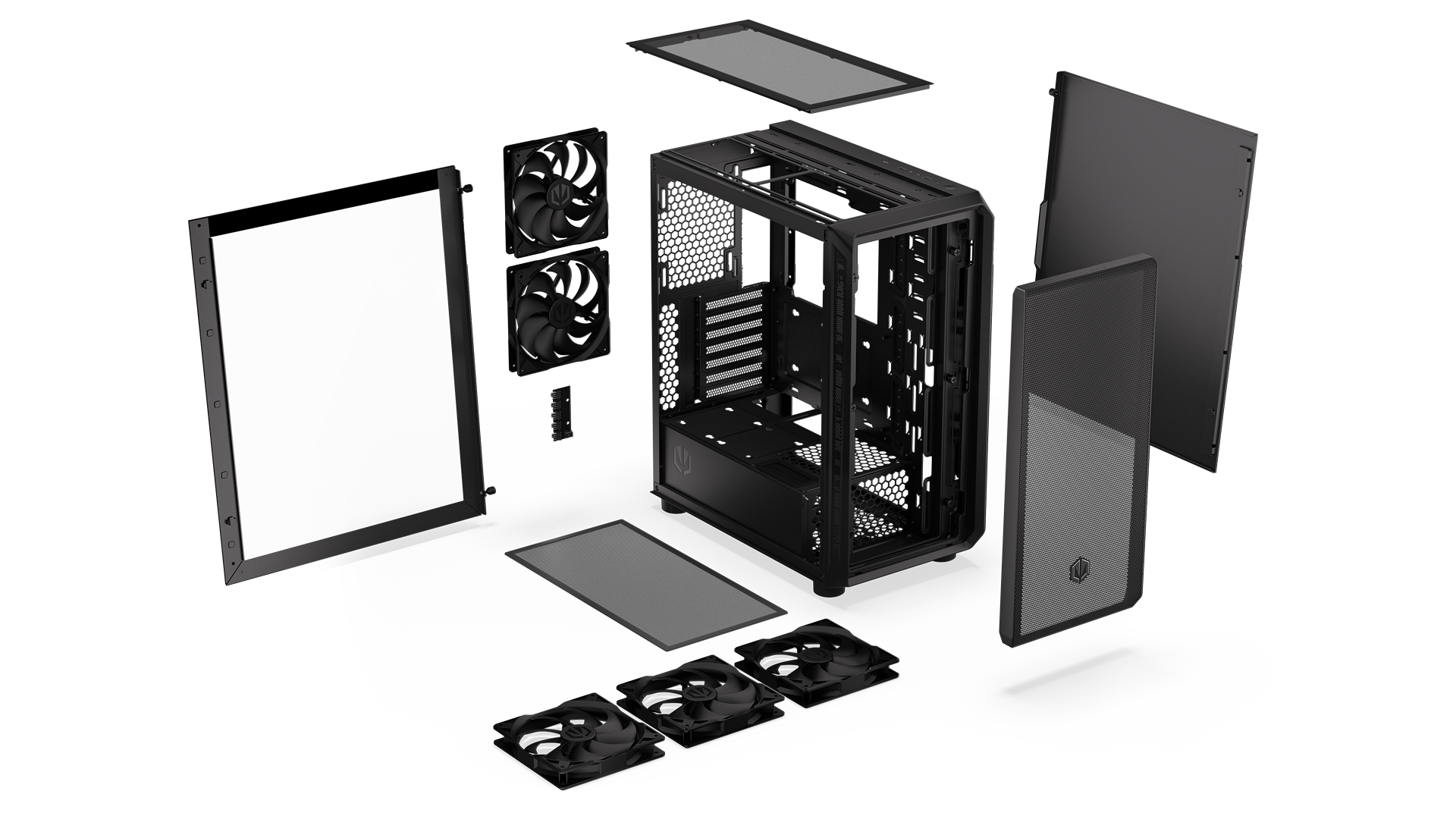 ENDORFY Arx 500 Air EY2A010-PC Case Explode View Black Disassembled Components