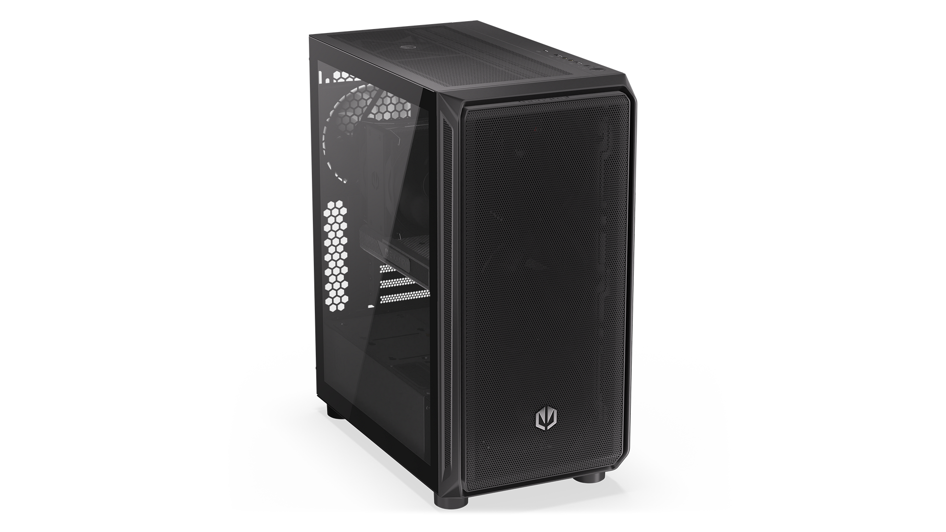 ENDORFY Arx 500 Air EY2A010-PC Case Front Top Left View  Glass Panel IO Panel