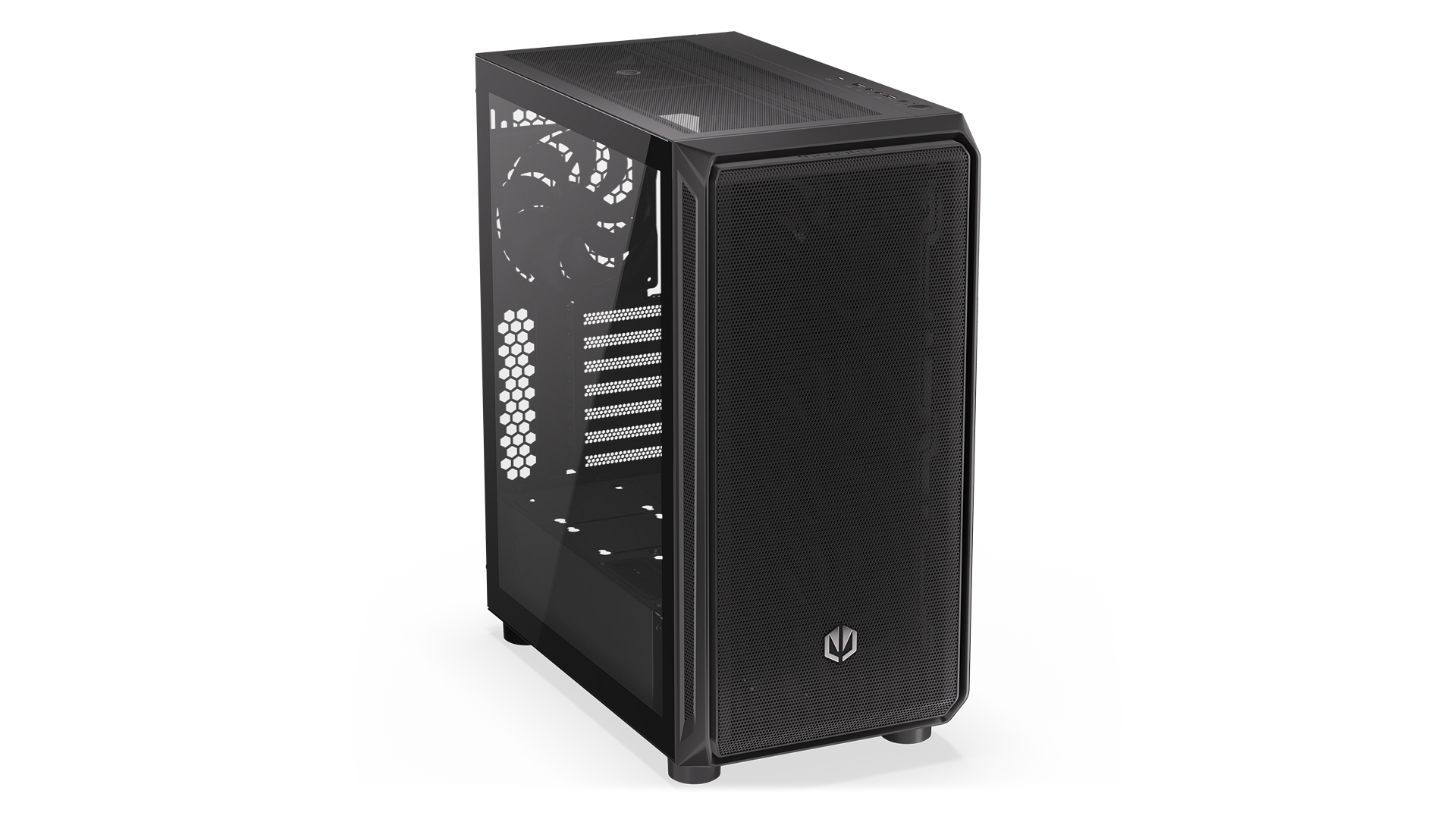 ENDORFY Arx 500 Air EY2A010-PC Case Front Top Left View Glass Panel IO Panel
