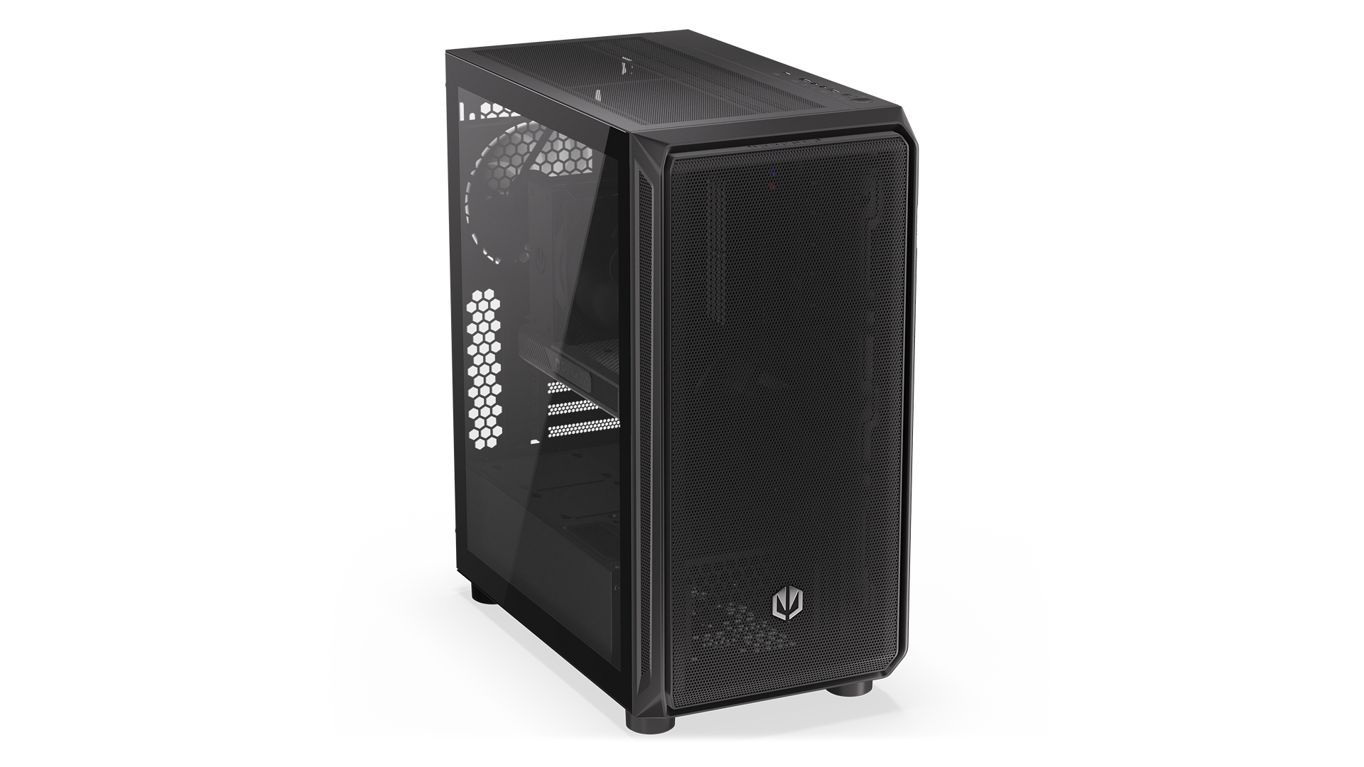 ENDORFY Arx 500 Core EY2A016-PC Case Front Left View Glass Panel Inside Component