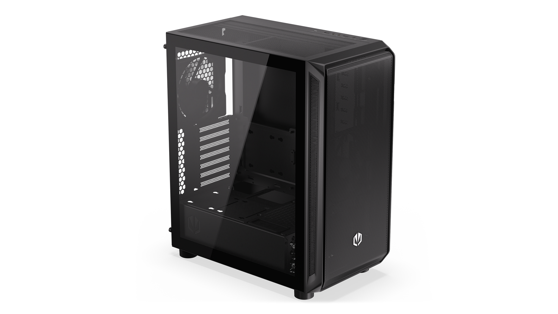 ENDORFY Arx 500 Core EY2A016-PC Case Left View Glass Panel Inside Empty Interior