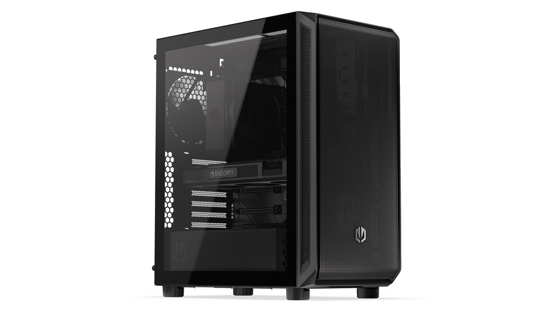 ENDORFY Arx 500 Core EY2A016-PC Case Left View Glass Panel Logo ENDORFY