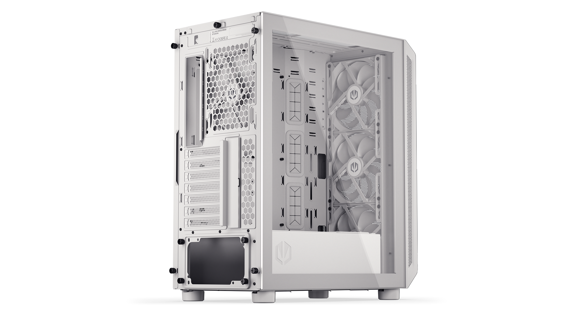 ENDORFY Arx 500 White ARGB EY2A018-PC Case Right View Interior Without Side Panel White Fans