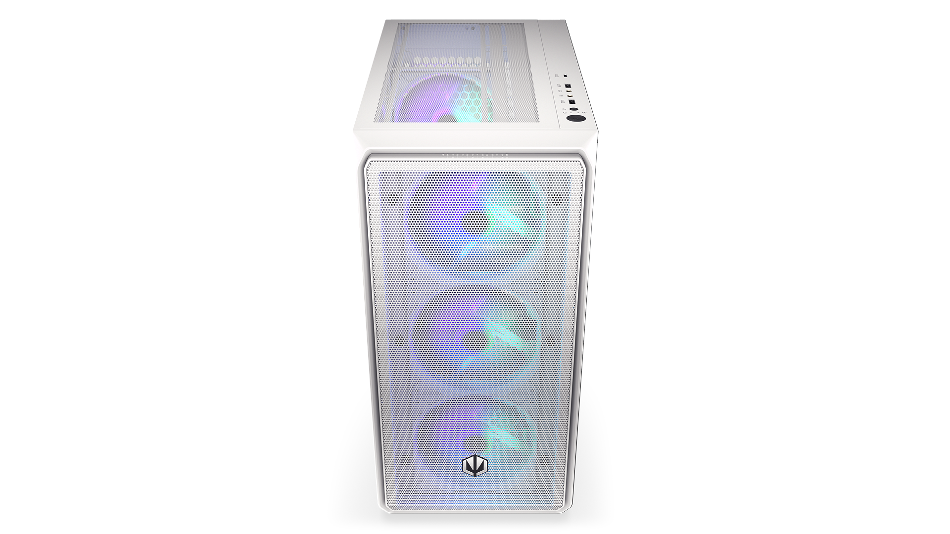 ENDORFY Arx 500 White ARGB EY2A018-PC Case Top View Front IO Panel Illuminated Fans Logo ENDORFY