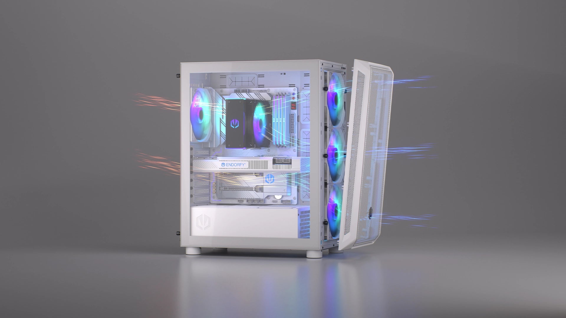 Biała obudowa Arx 500 White ARGB z perforowanymi panelami