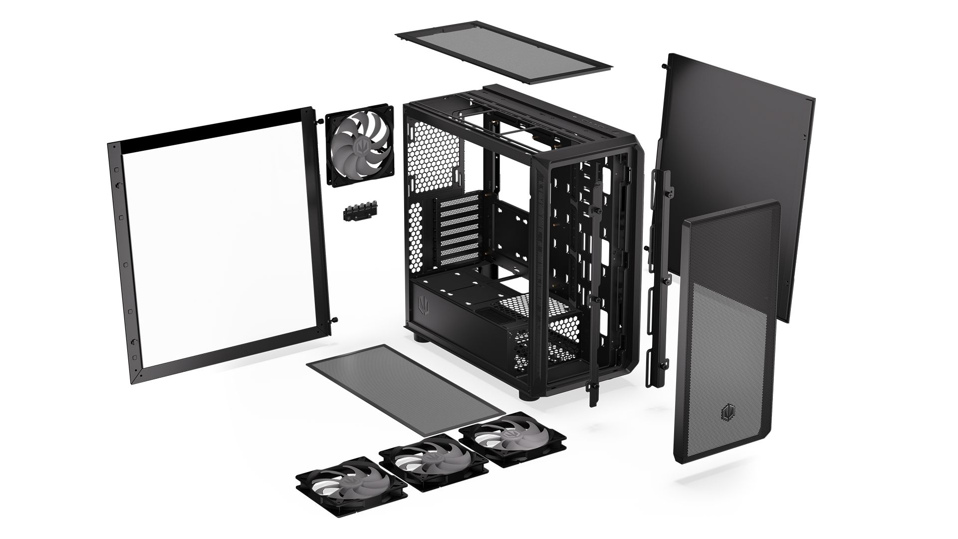 ENDORFY Arx 700 ARGB EY2A013-PC Case Explode View Black Disassembled Components