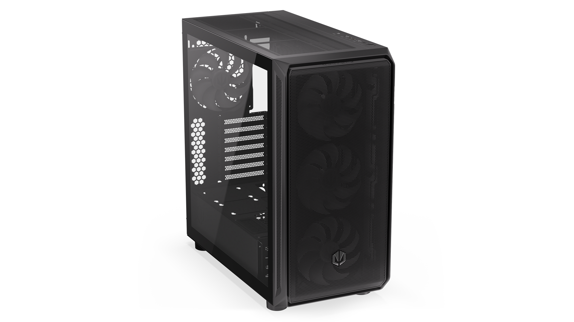 ENDORFY Arx 700 ARGB EY2A013 -PC Case Front Left View Black Fans