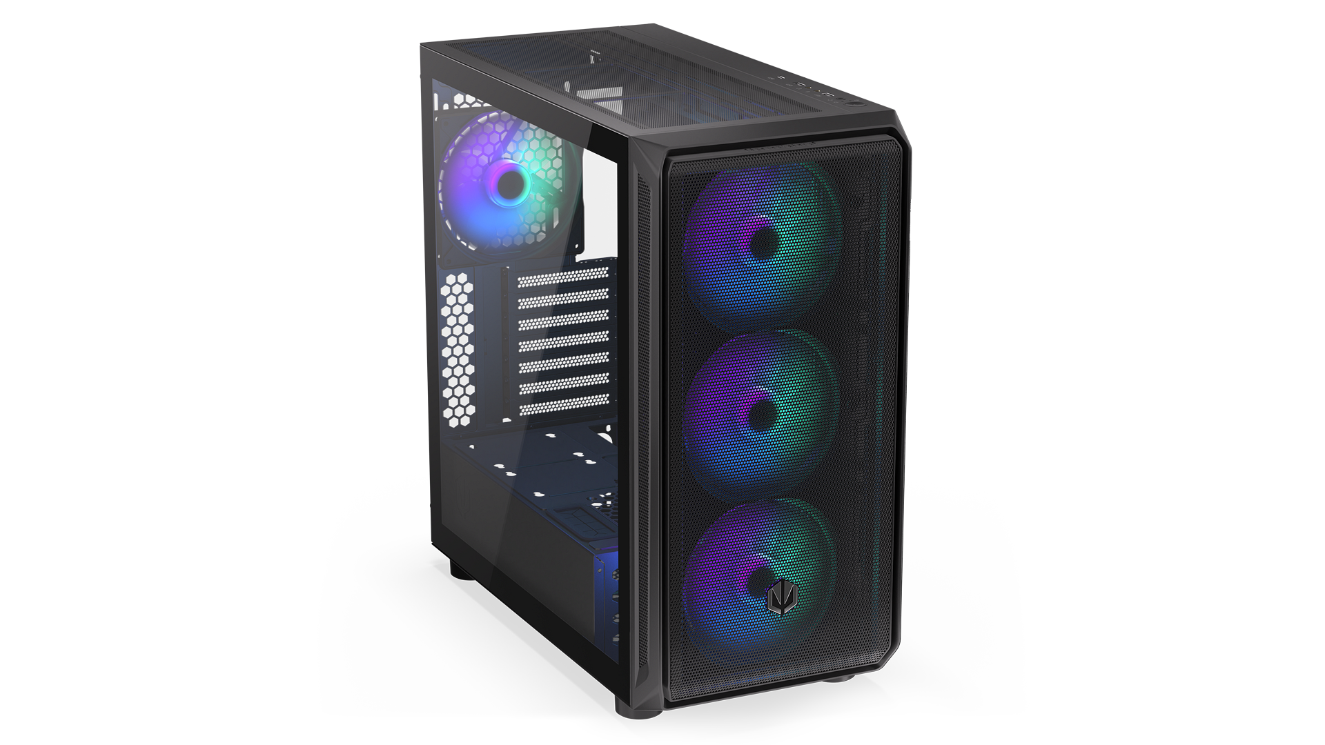 ENDORFY Arx 700 ARGB EY2A013-PC Case Front Left View Fans ARGB Black Case