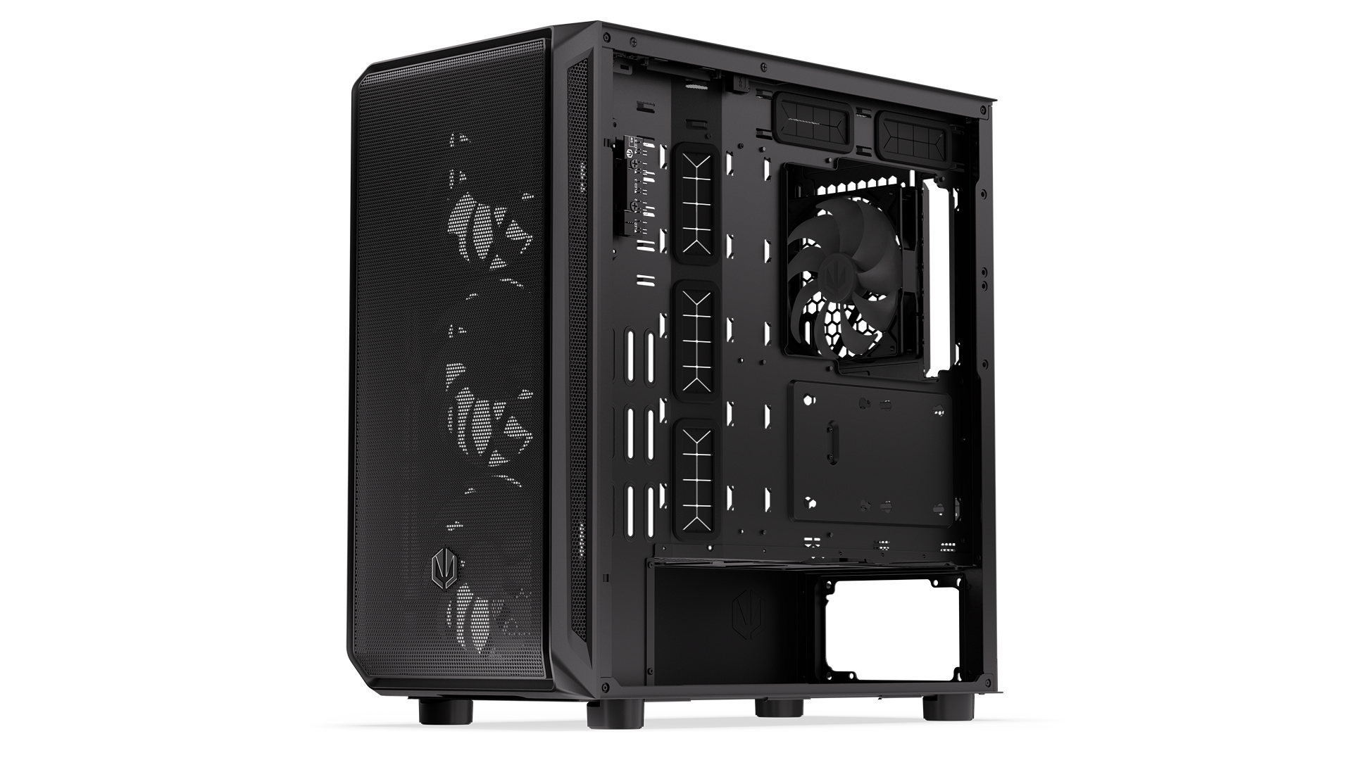ENDORFY Arx 700 ARGB EY2A013-PC Case Right View Removed Panel Four Fans
