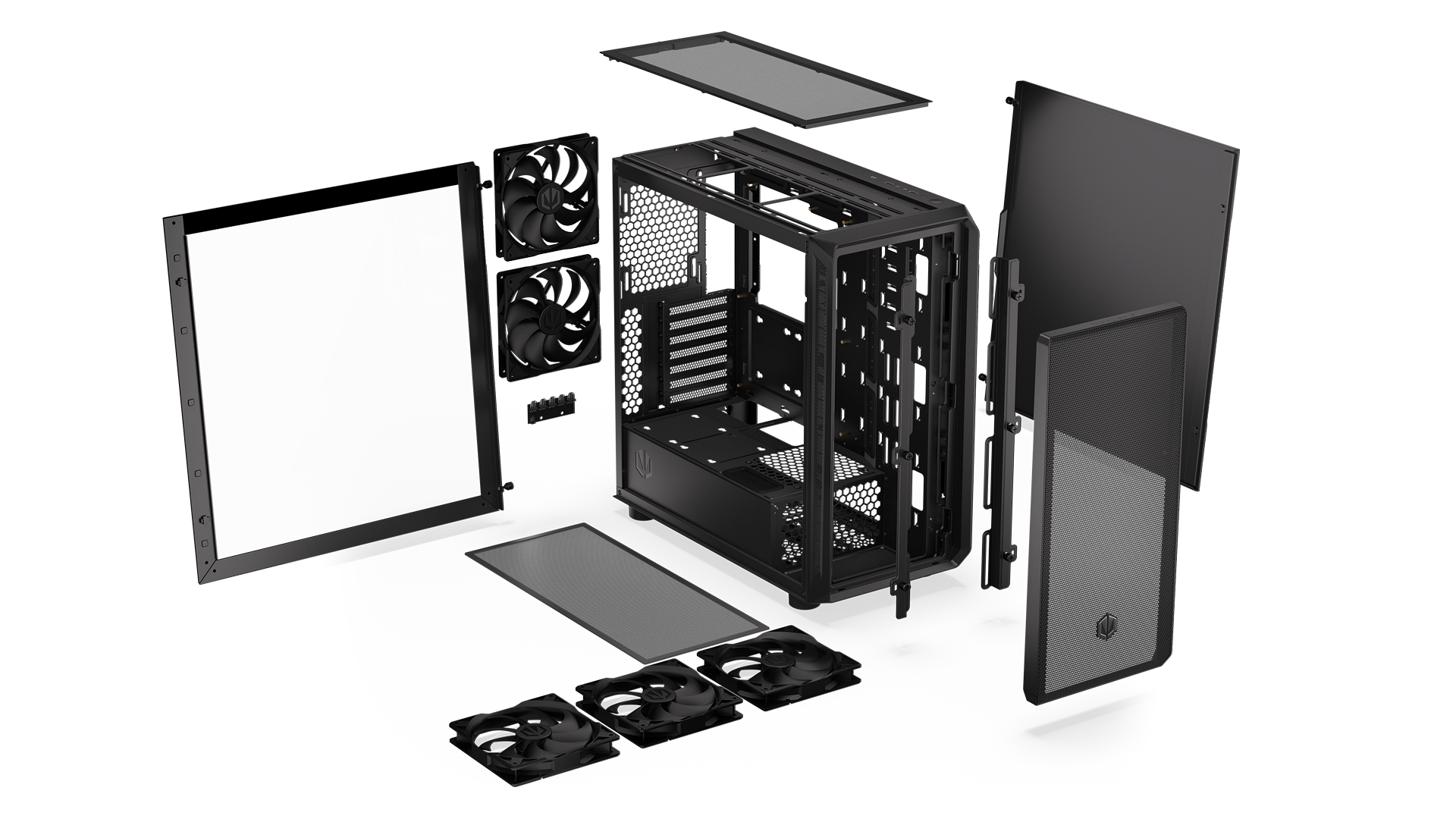 ENDORFY Arx 700 Air EY2A012-PC Case Disassembled Black Case Components