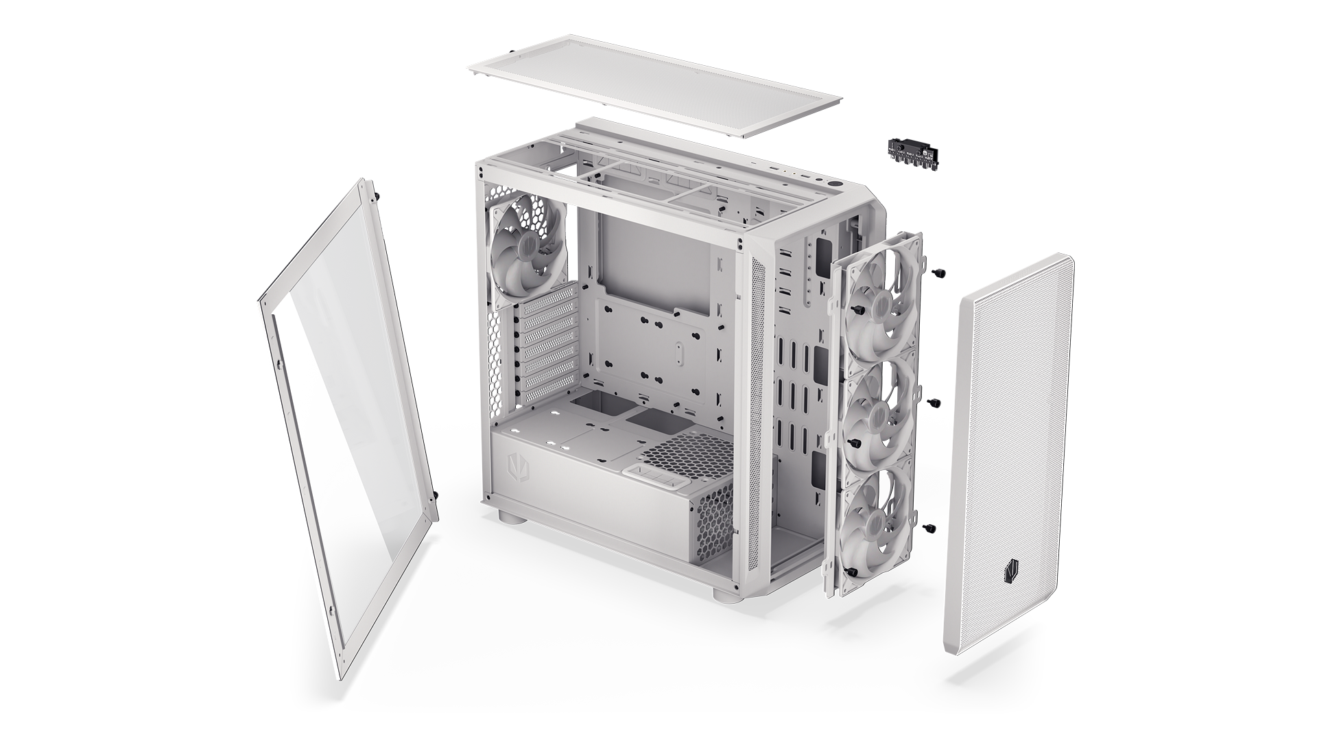 ENDORFY Arx 700 White ARGB EY2A017-PC Case Explode View White Components