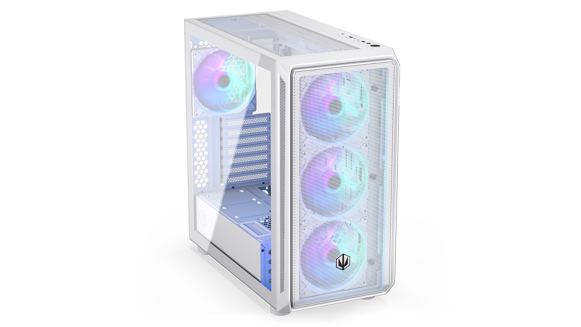 ENDORFY Arx 700 White ARGB EY2A017-PC Case Front Left View Fans ARGB White Case