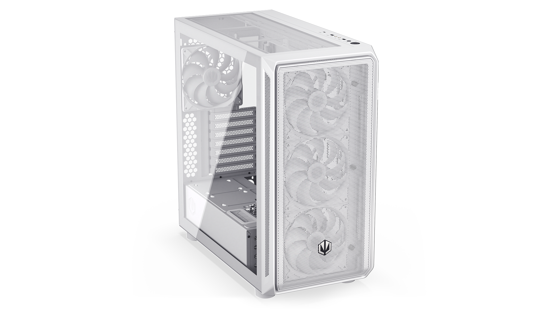 ENDORFY Arx 700 White ARGB EY2A017-PC Case Front Left View White Fans