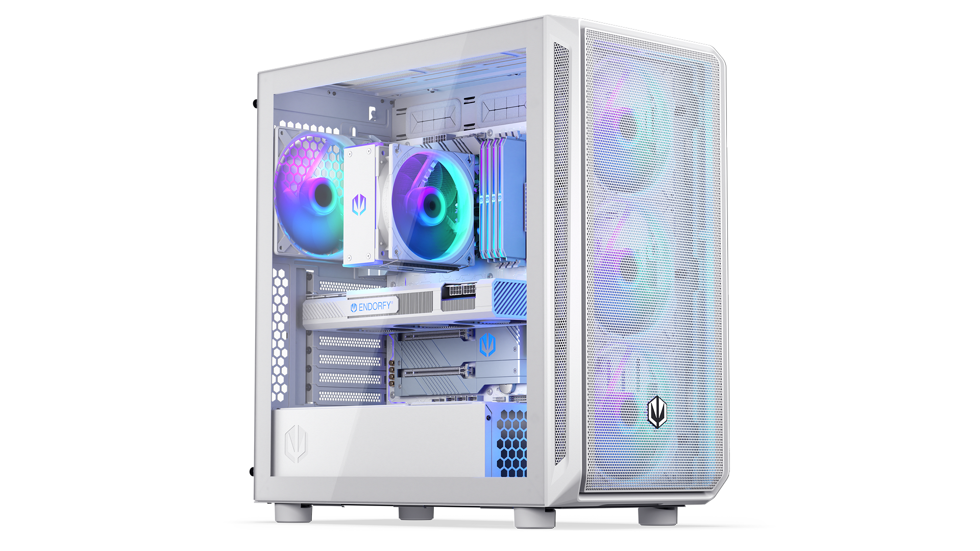 ENDORFY Arx 700 White ARGB EY2A017-PC Case Left View Glass Panel Logo ENDORFY ARGB