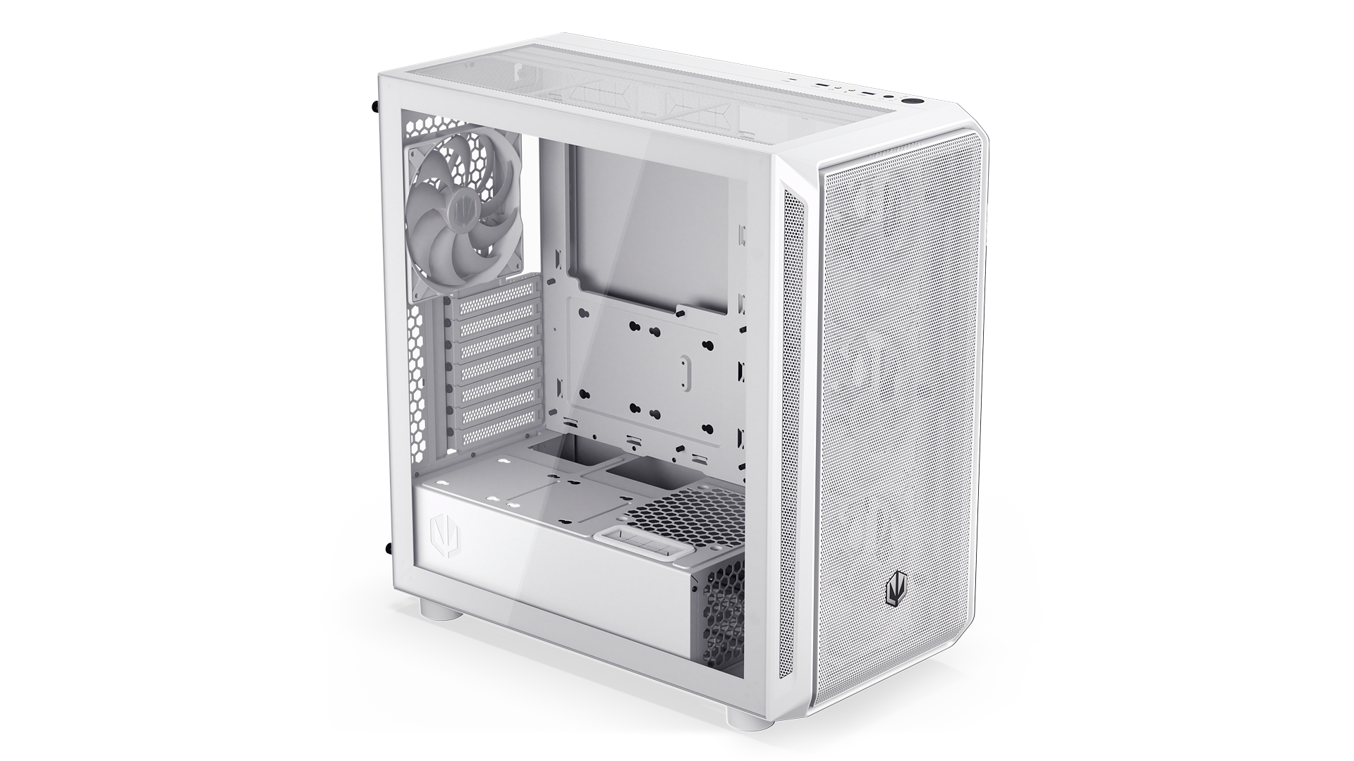 ENDORFY Arx 700 White ARGB EY2A017-PC Case Left View Inside Empty Glass Panel