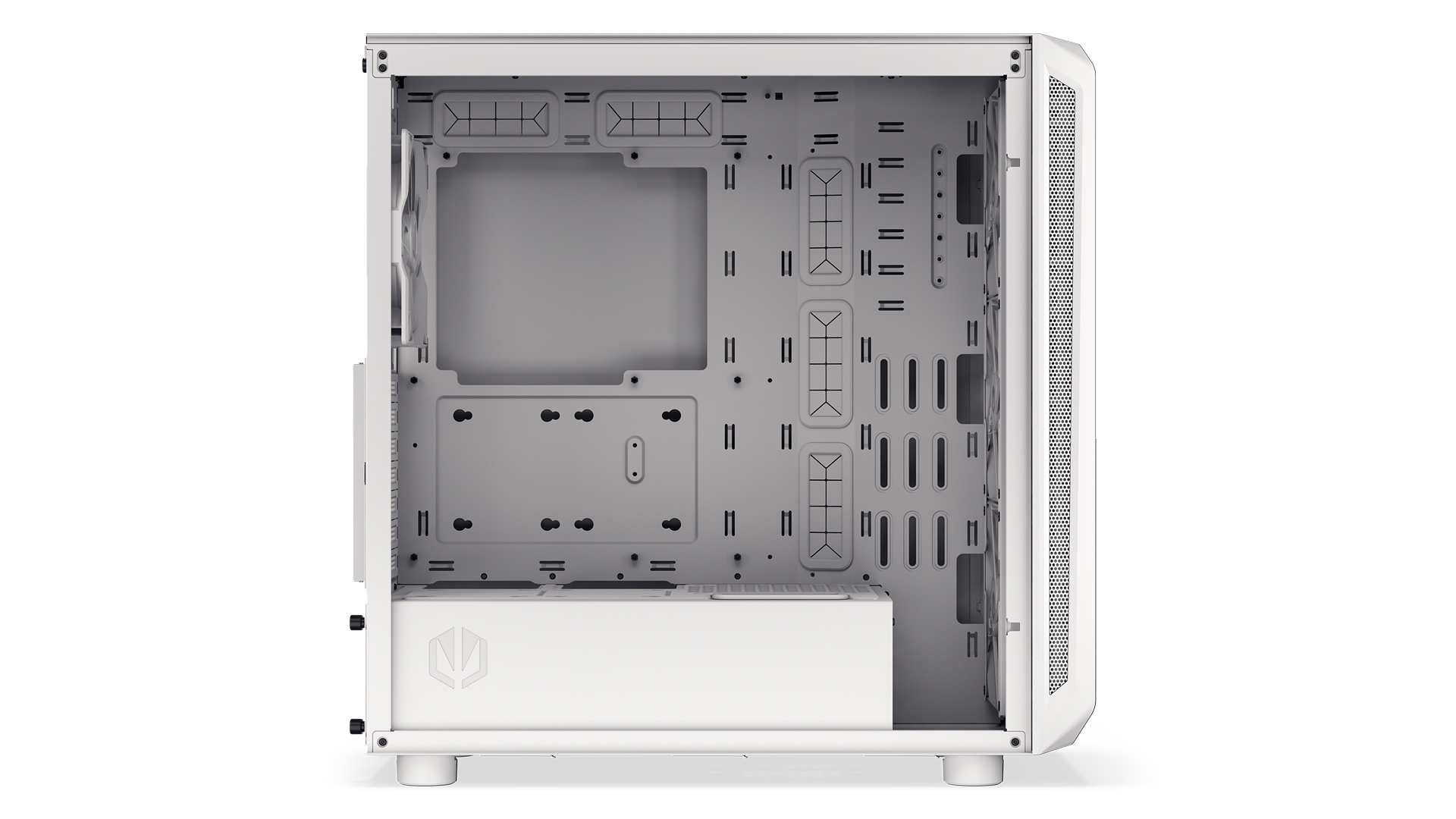 ENDORFY Arx 700 White ARGB EY2A017-PC Case Left View Darker Inside Empty Interior