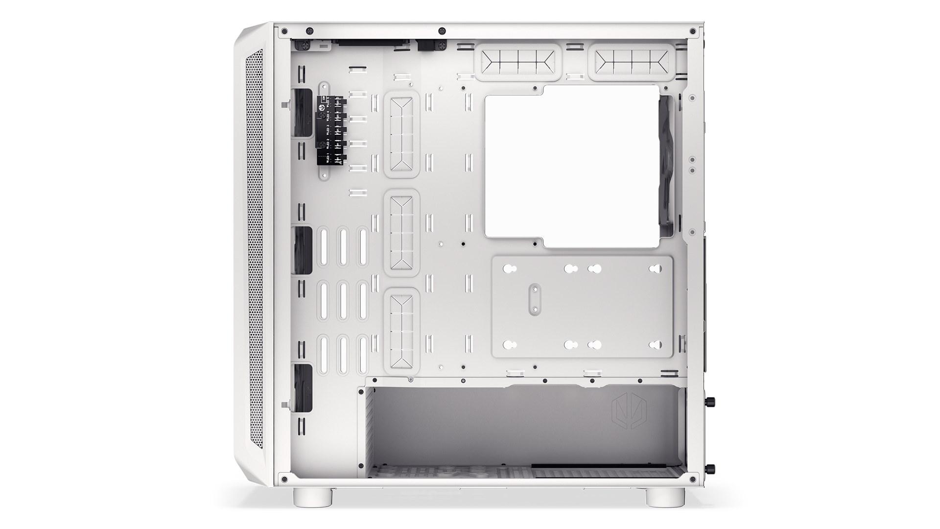 ENDORFY Arx 700 White ARGB EY2A017-PC Case Right View Inside Empty Interior