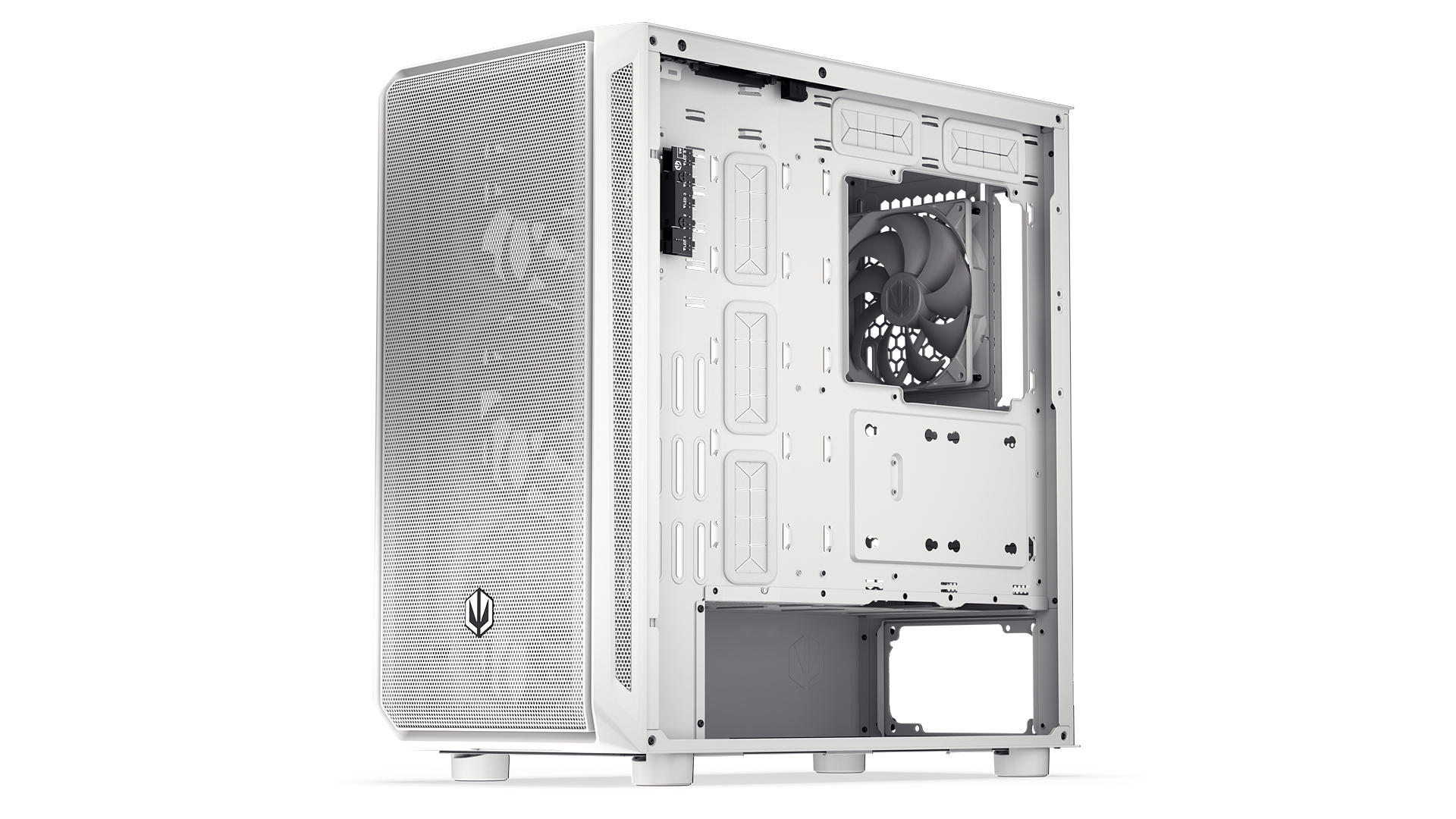ENDORFY Arx 700 White ARGB EY2A017-PC Case Right View Removed Panel Four Fans