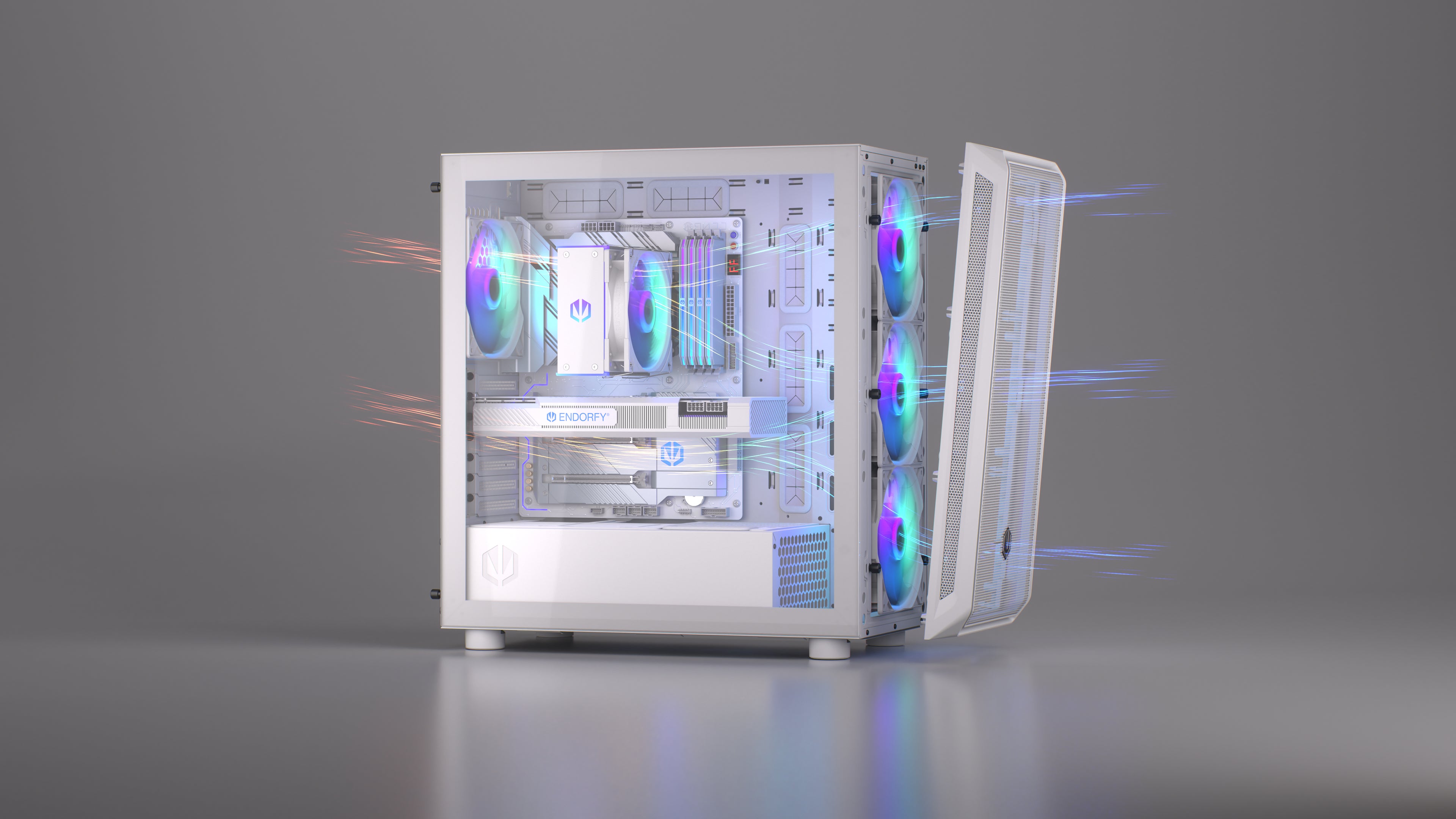 Biała obudowa Arx 700 White ARGB z perforowanymi panelami
