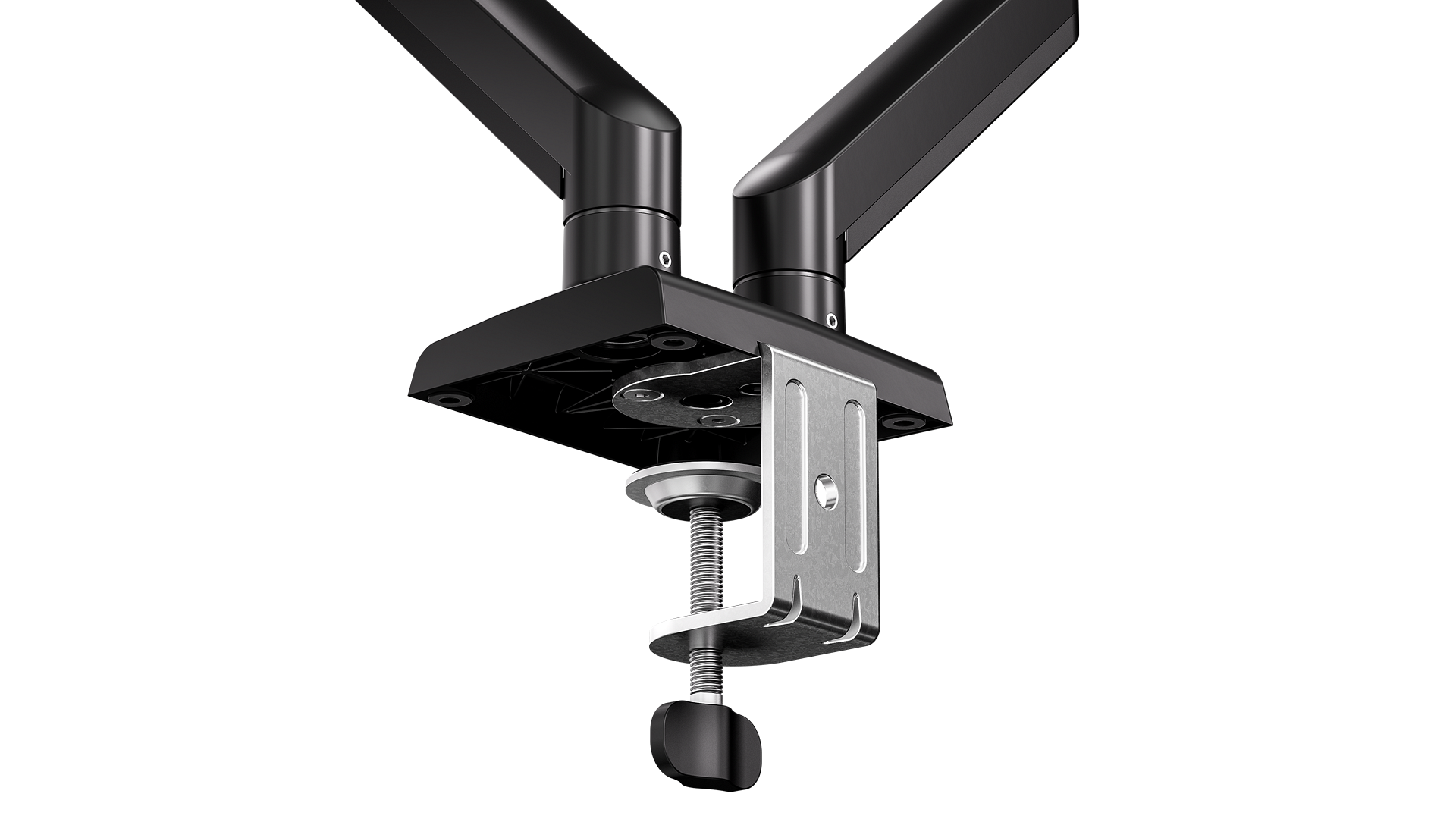 ENDORFY Atlas GS Double EY8F009 Monitor Arm Mount Base Clamp Black Back Right Close View
