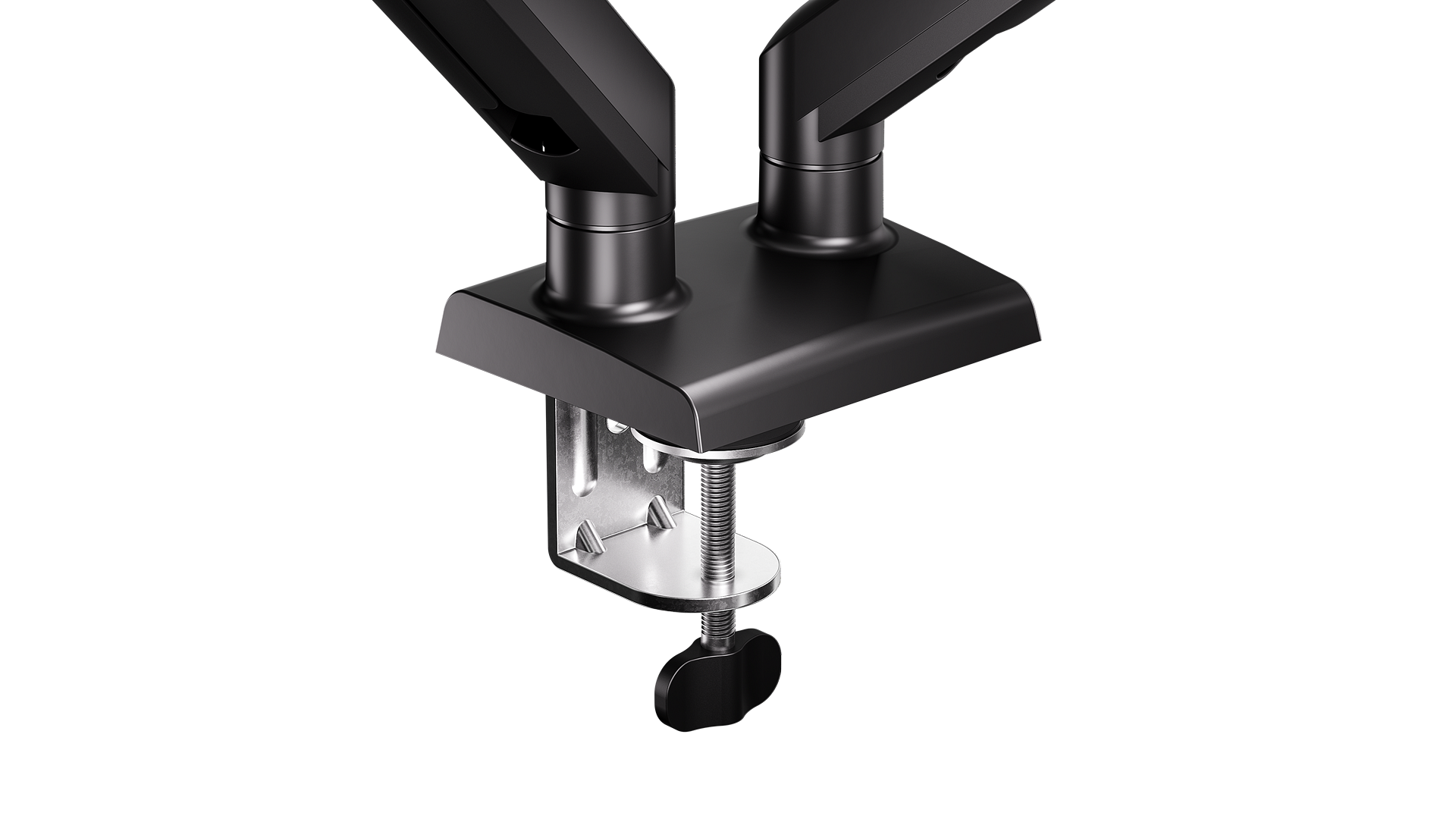 ENDORFY Atlas GS Double EY8F009 Monitor Arm Mount Base Clamp Black Front Left Close View