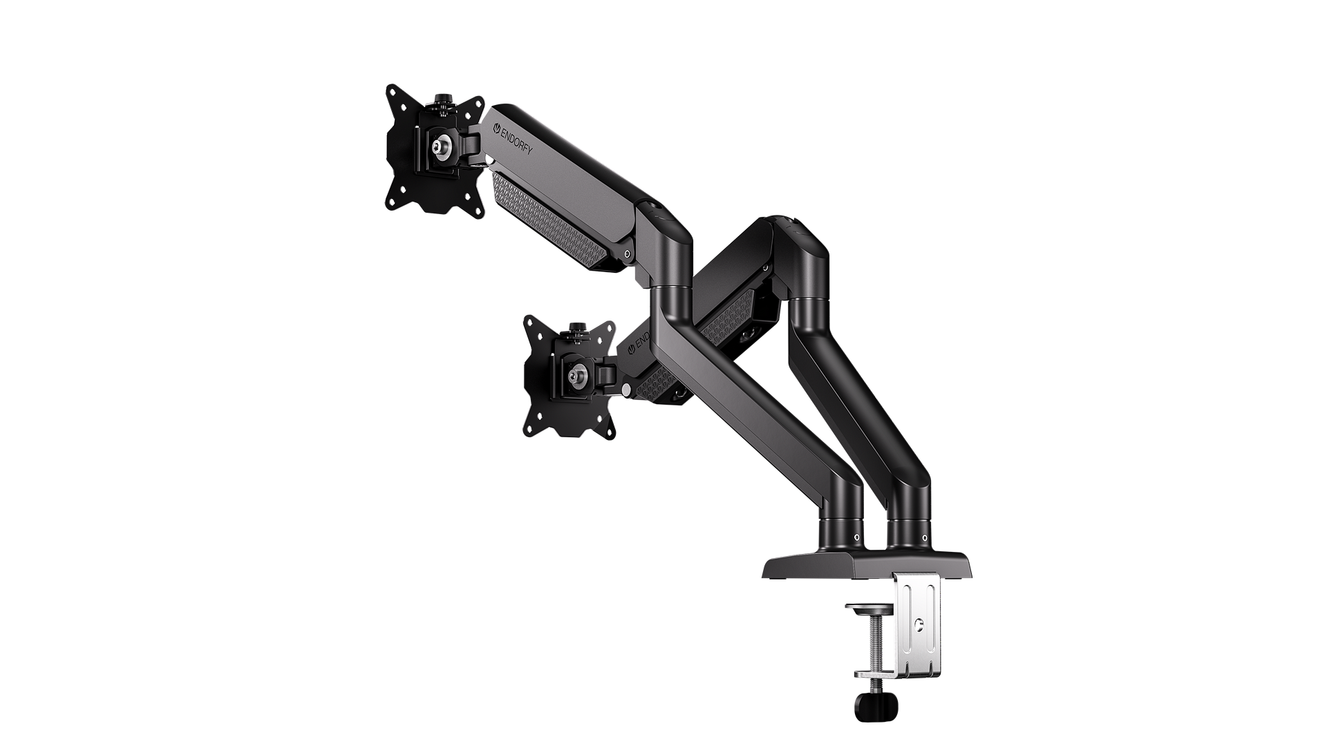 ENDORFY Atlas GS Double EY8F009 Monitor Double Arm Black Right Side Bottom Angle View