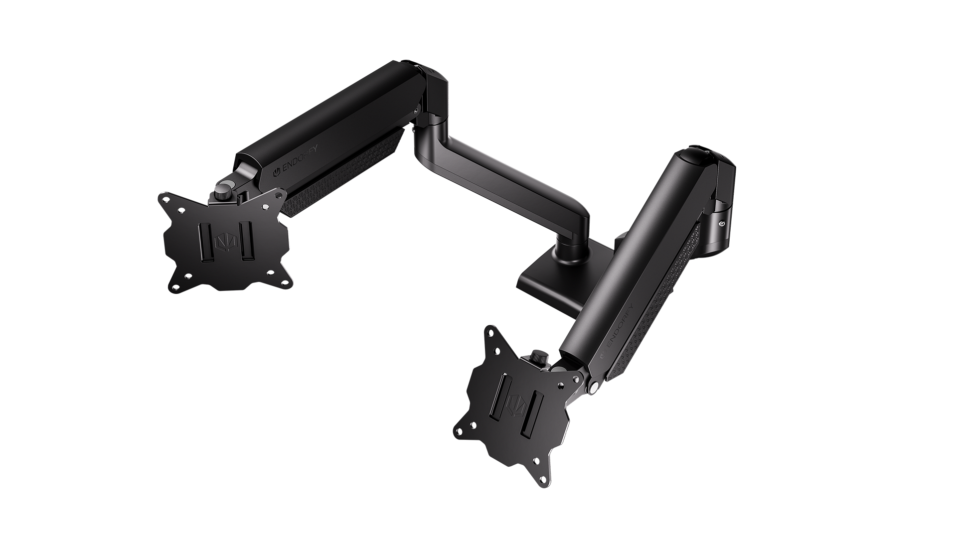 ENDORFY Atlas GS Double EY8F009 Monitor Double Arm Black Right Side Top Angle View