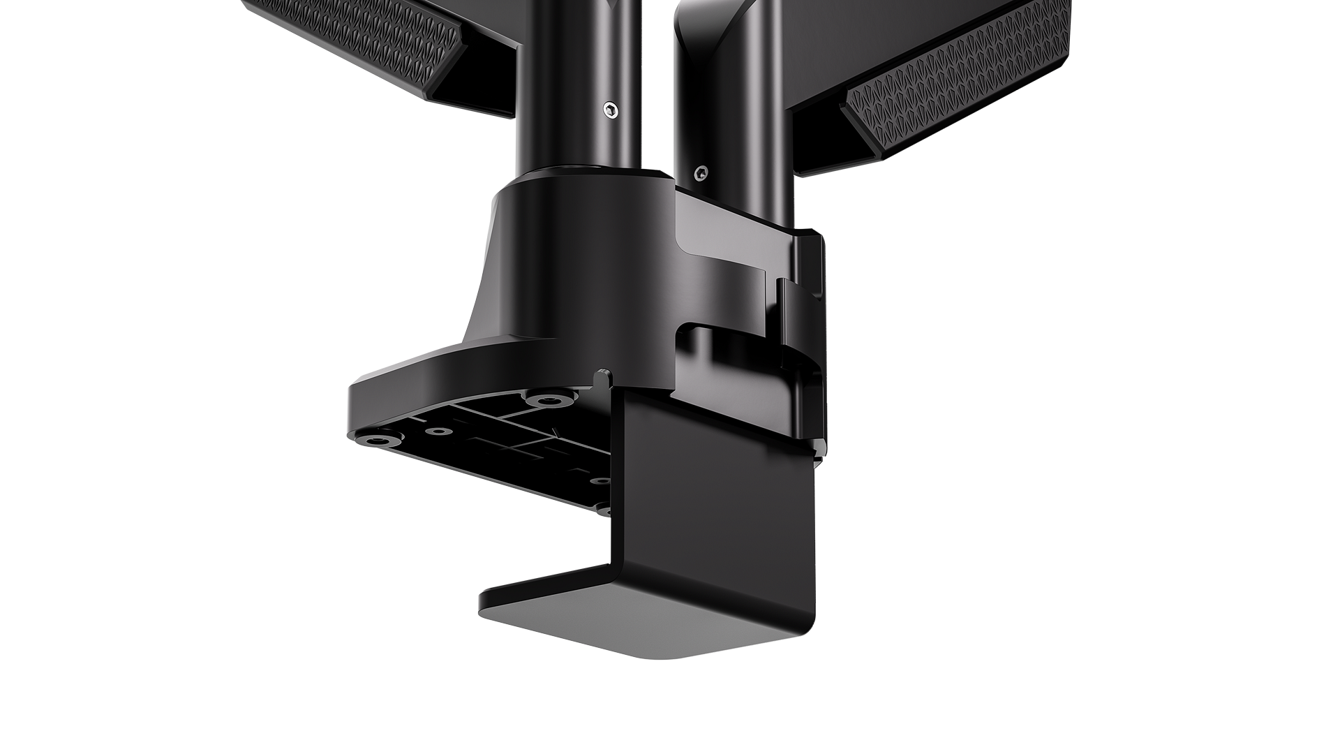 ENDORFY Atlas GS Pro Double EY8F007 Monitor Arm Mount Black Base Clamp Back Right Bottom Close View