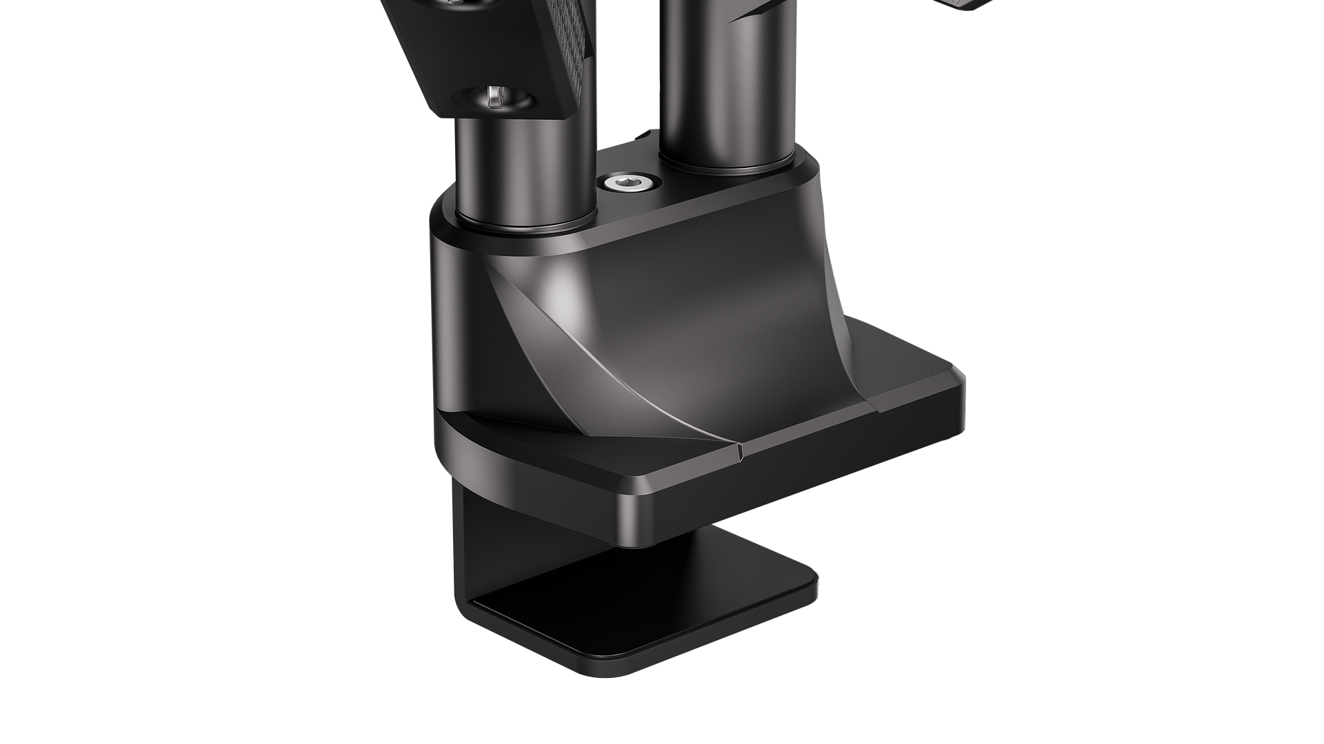 ENDORFY Atlas GS Pro Double EY8F007 Monitor Arm Mount Black Base Clamp Front Left Close View
