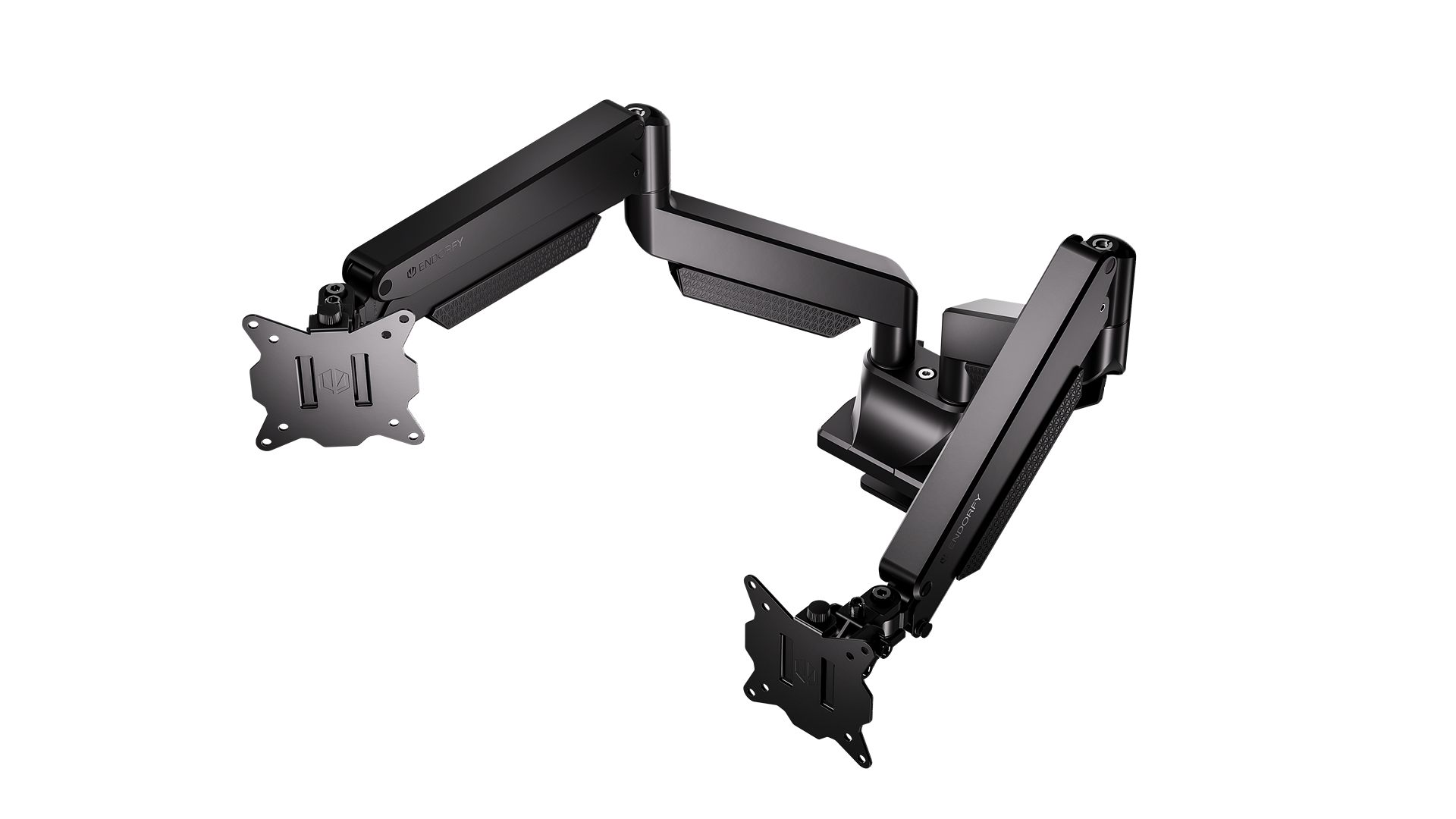ENDORFY Atlas GS Pro Double EY8F007 Monitor Double Arm Black Right Side Top Angle View