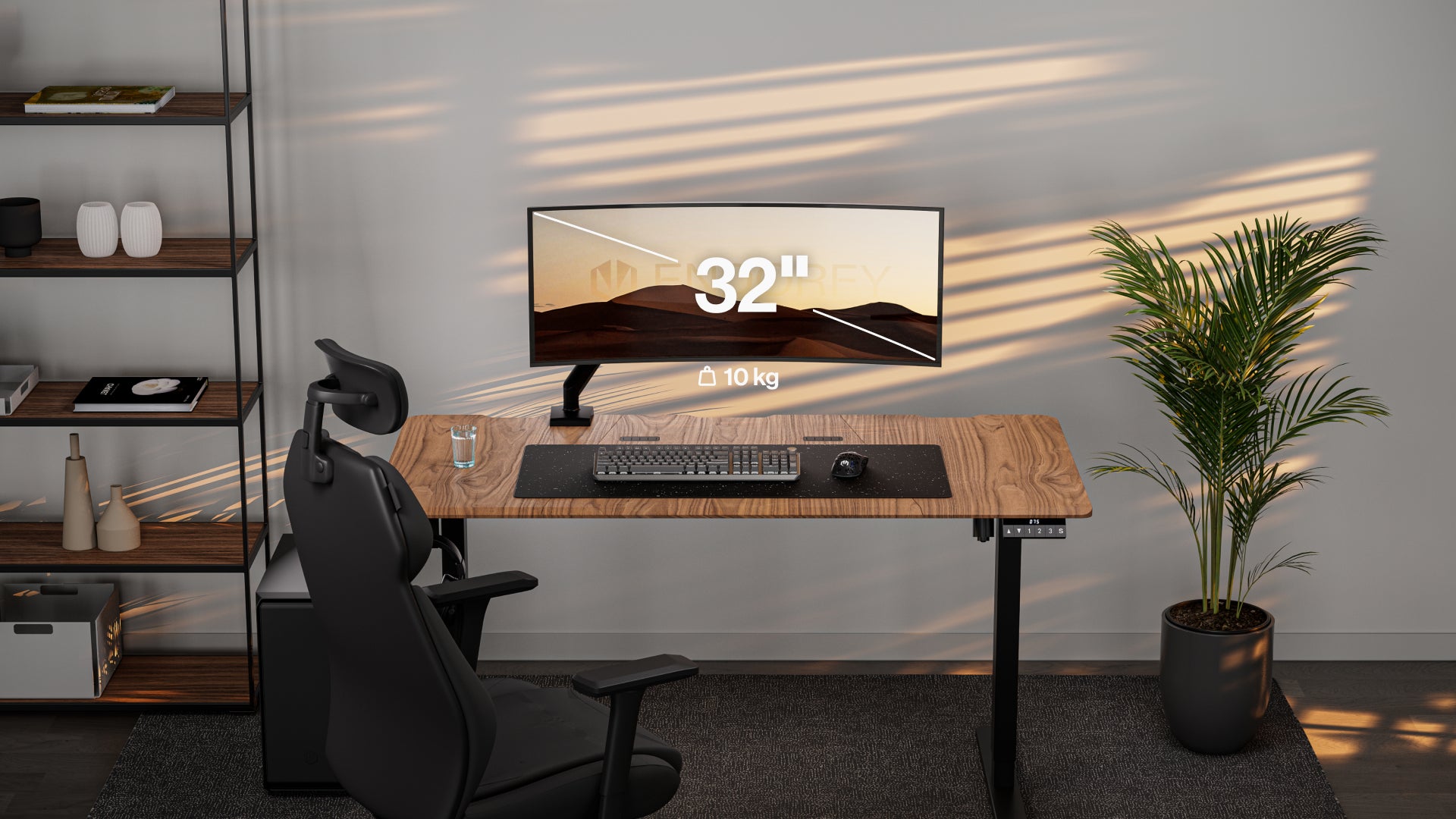 Monitor o maksymalnych obsługiwanych wymiarach 32" zamontowany na uchwycie ENDORFY Atlas GS Single