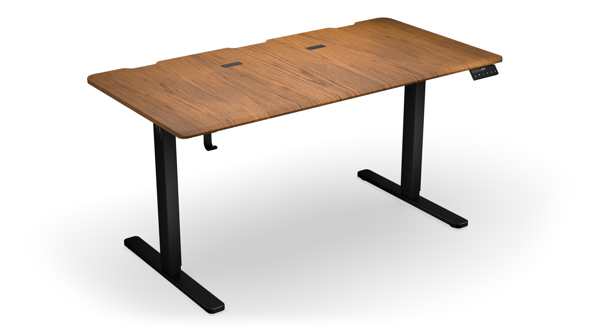 ENDORFY Atlas L Electric Dark Wood EY8E006-Desk Left Front View Countertop Touch Control Panel