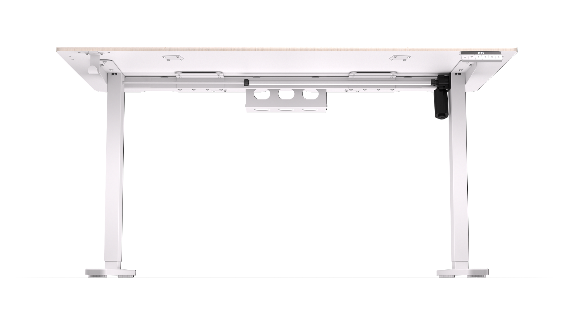 ENDORFY Atlas L Electric Light Wood EY8E005-Desk Front From Bottom View Space For Cables Touch Control Panel Legs