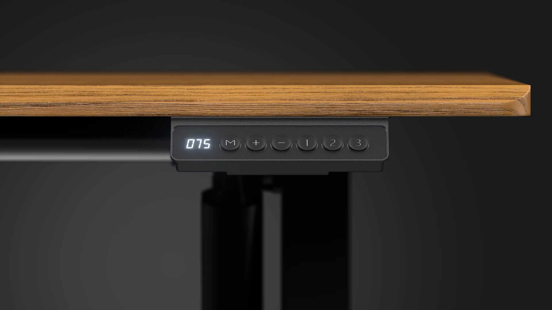 Dotykowy panel sterowania z pamięcią ustawień wysokości biurka Atlas S Electric Dark Wood 
