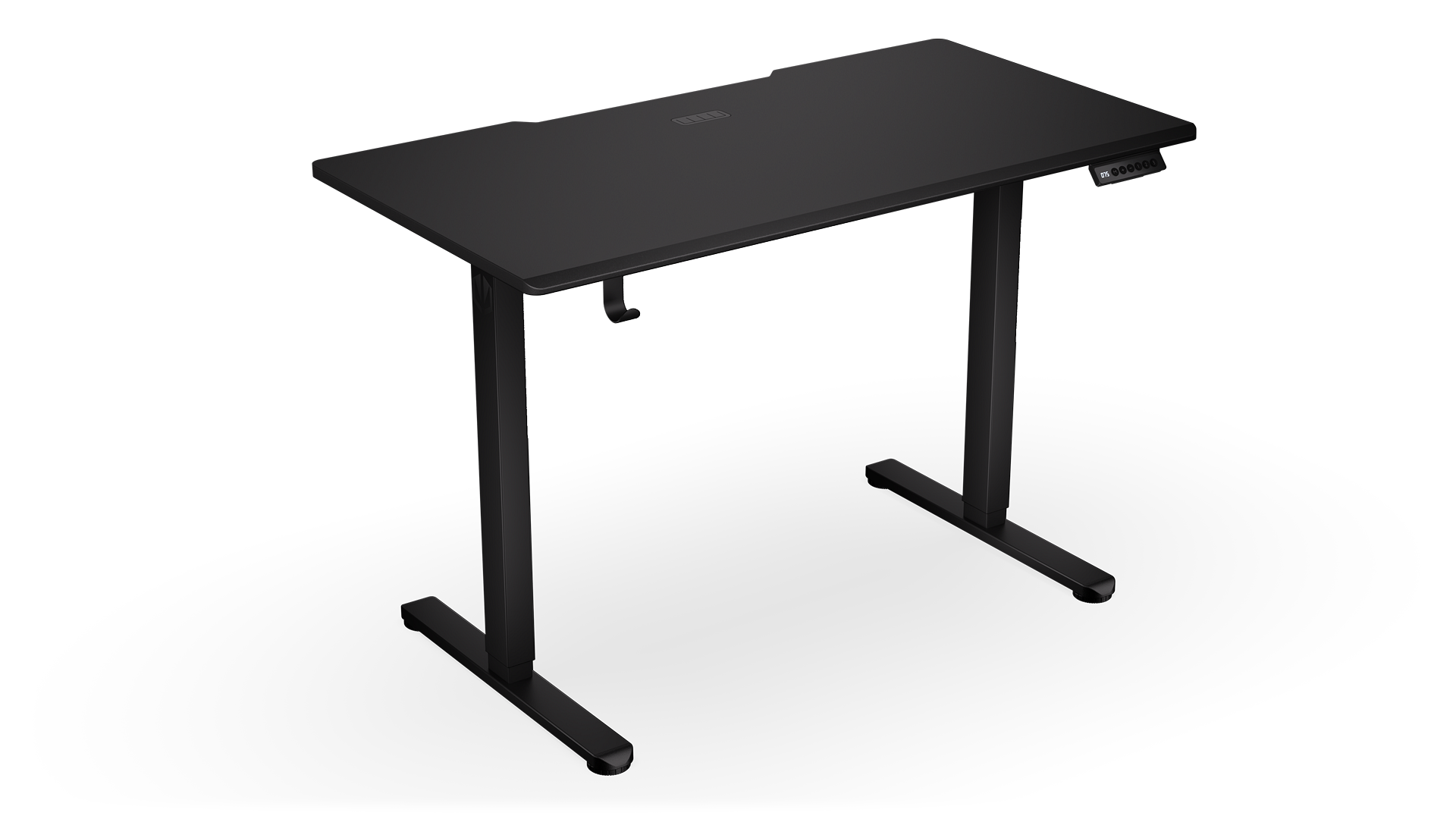 ENDORFY Atlas S Electric EY8E007-Desk Front Left View Black Headphone Hook Touch Control Panel