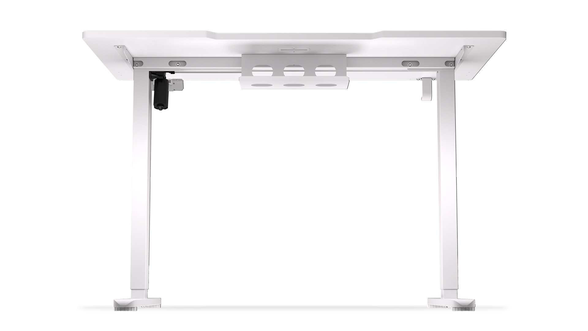 ENDORFY Atlas S Electric Onyx White EY8E008-Desk Back From Bottom View Edge Desk Top Indentation Space For Cables Legs