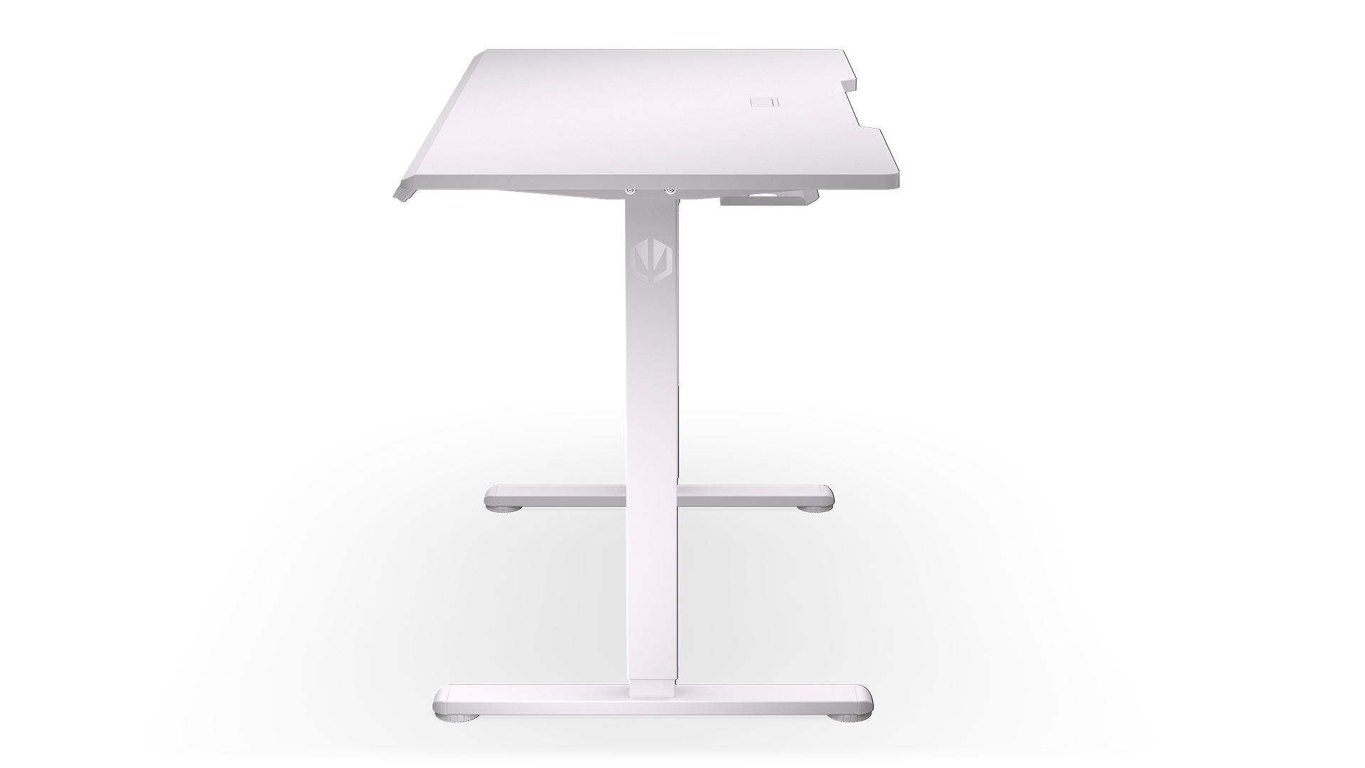 ENDORFY Atlas S Electric Onyx White EY8E008 - Desk Right From The Side View Legs Rubbers Cable Grommet In The Desk Top