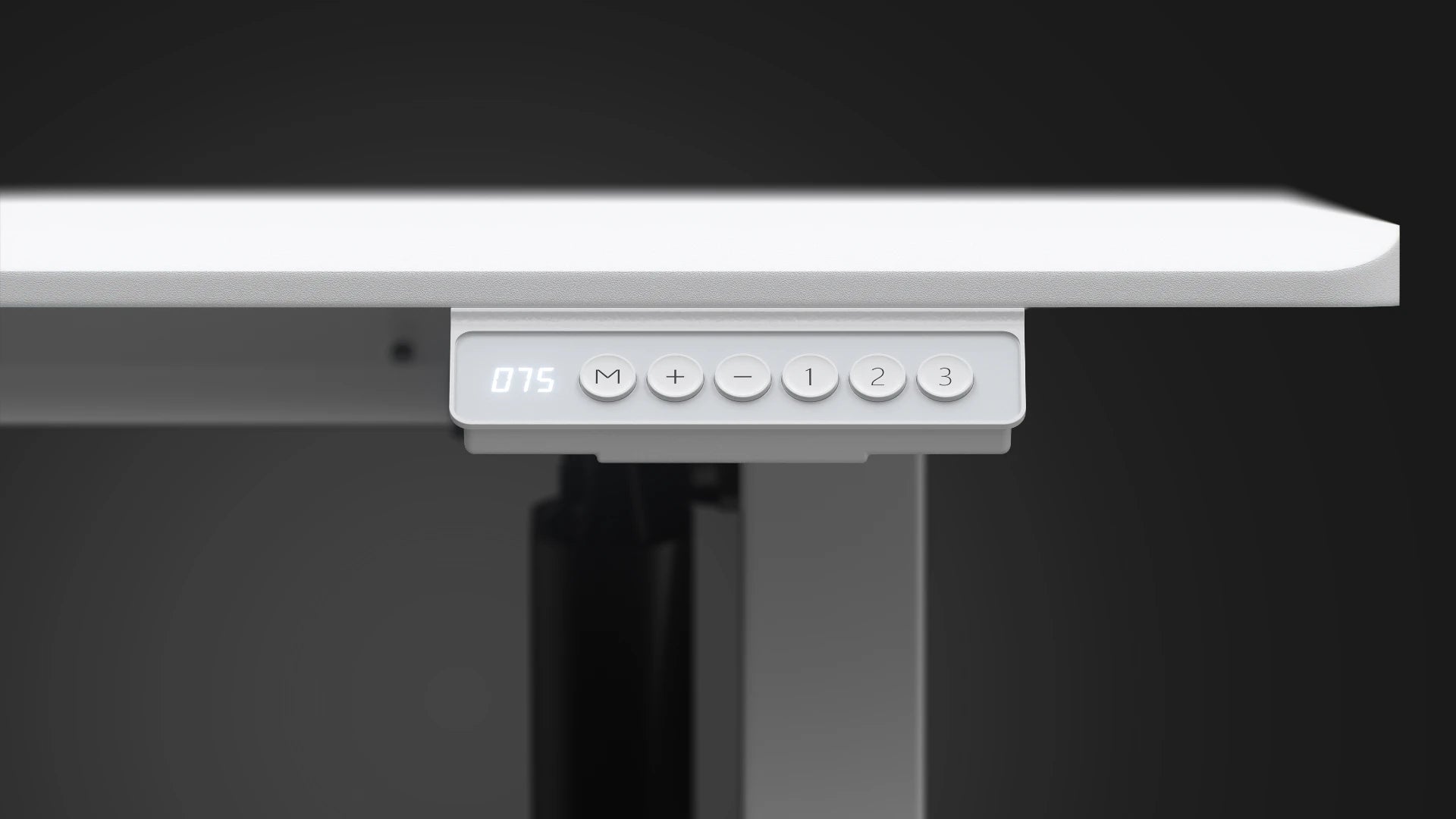 Dotykowy panel sterowania z pamięcią ustawień wysokości biurka Atlas S Electric Onyx White