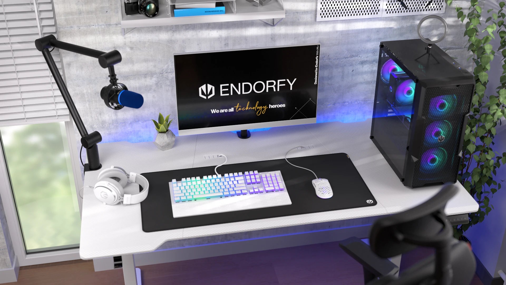 Monitor na uchwycie ENDORFY Atlas Single z pełną regulacją kąta nachylenia i obrotu PIVOT.
