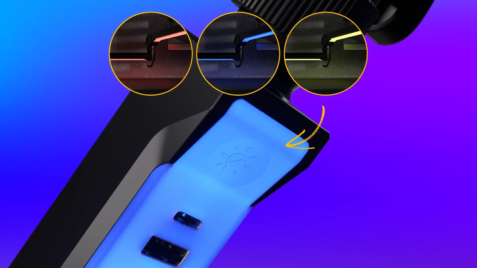 Podświetlenie RGB w statywie mikrofonowym Broadcast Low Profile RGB Boom Arm sterowane dotykiem 